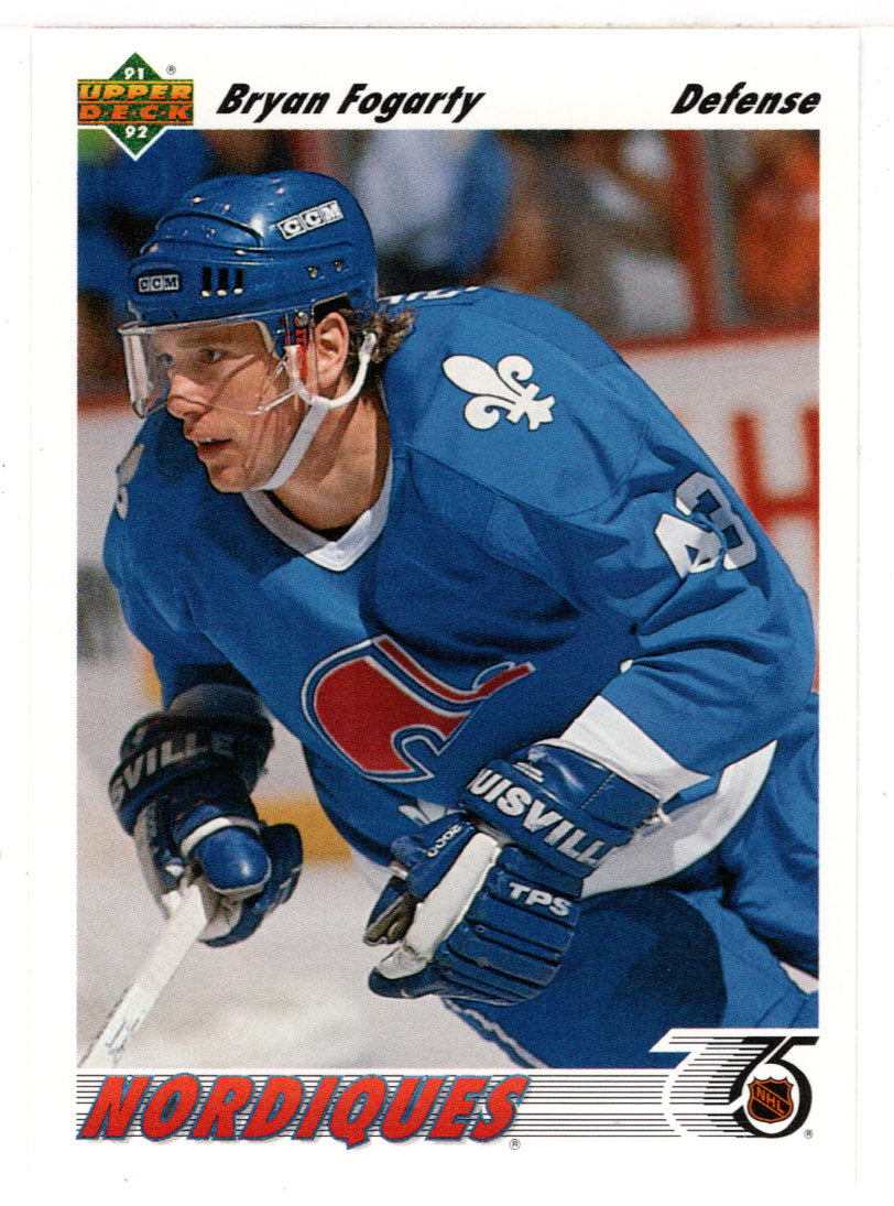 Bryan Fogarty - Quebec Nordiques (NHL Hockey Card) 1991-92 Upper Deck # 337 Mint