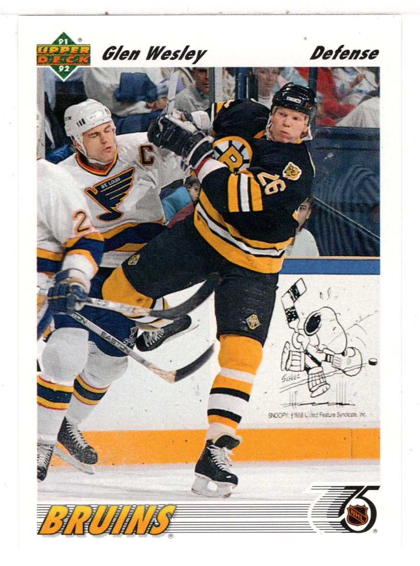 Glen Wesley - Boston Bruins (NHL Hockey Card) 1991-92 Upper Deck # 370 Mint