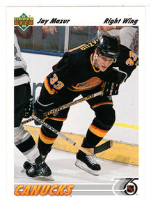 Jay Mazur RC - Vancouver Canucks (NHL Hockey Card) 1991-92 Upper Deck # 378 Mint