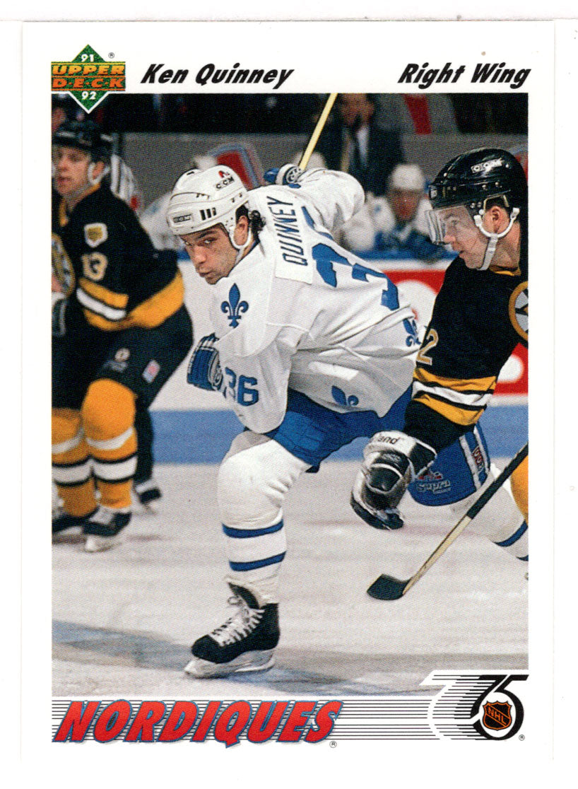 Ken Quinney RC - Quebec Nordiques (NHL Hockey Card) 1991-92 Upper Deck # 419 Mint