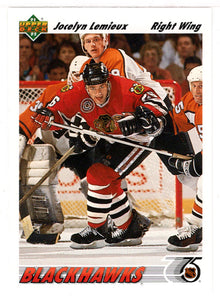 Jocelyn Lemieux - Chicago Blackhawks (NHL Hockey Card) 1991-92 Upper Deck # 438 Mint