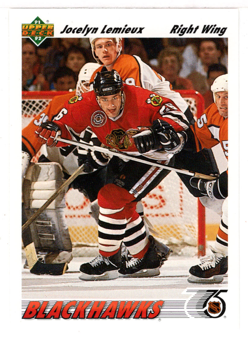 Jocelyn Lemieux - Chicago Blackhawks (NHL Hockey Card) 1991-92 Upper Deck # 438 Mint
