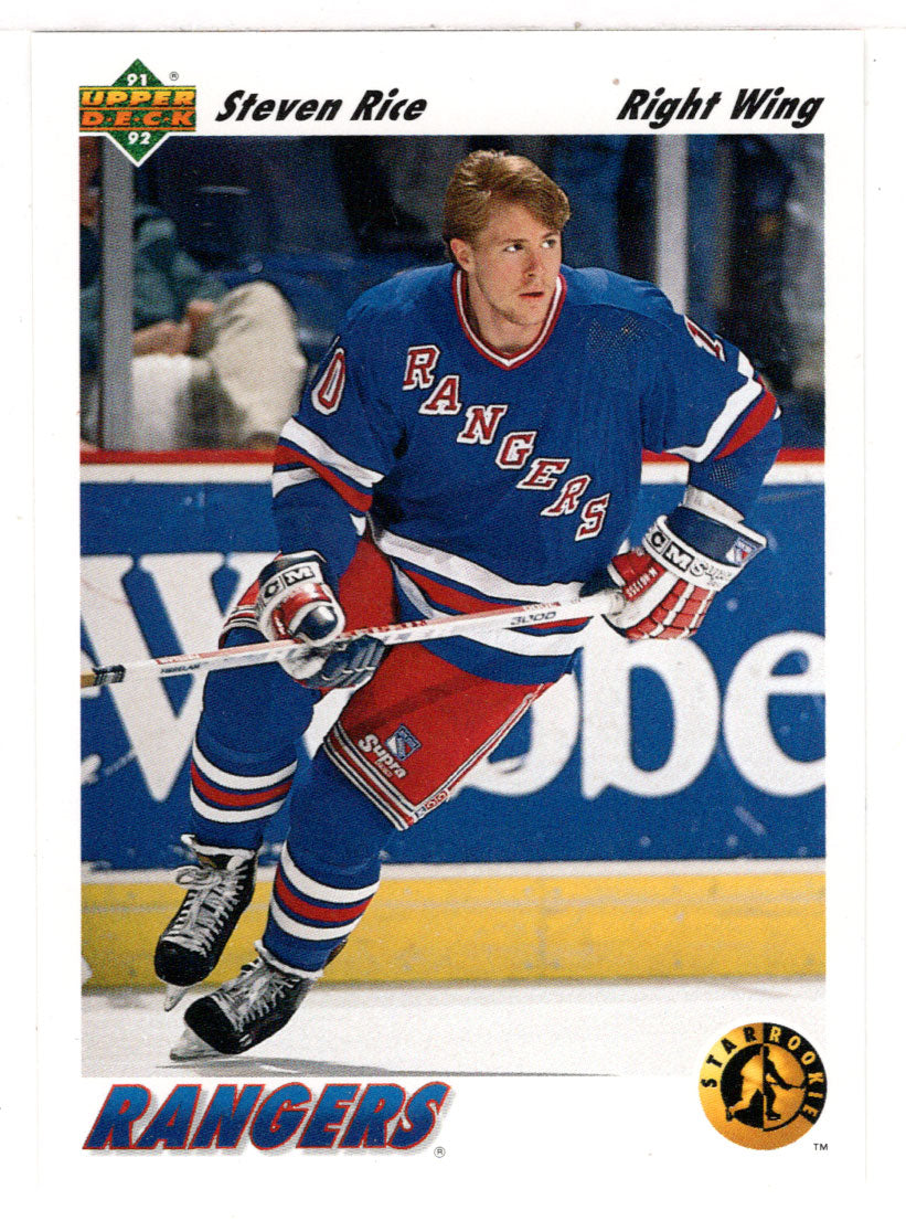 Steven Rice - New York Rangers - Star Rookie (NHL Hockey Card) 1991-92 Upper Deck # 441 Mint