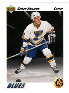 Nelson Emerson - St. Louis Blues - Star Rookie (NHL Hockey Card) 1991-92 Upper Deck # 445 Mint