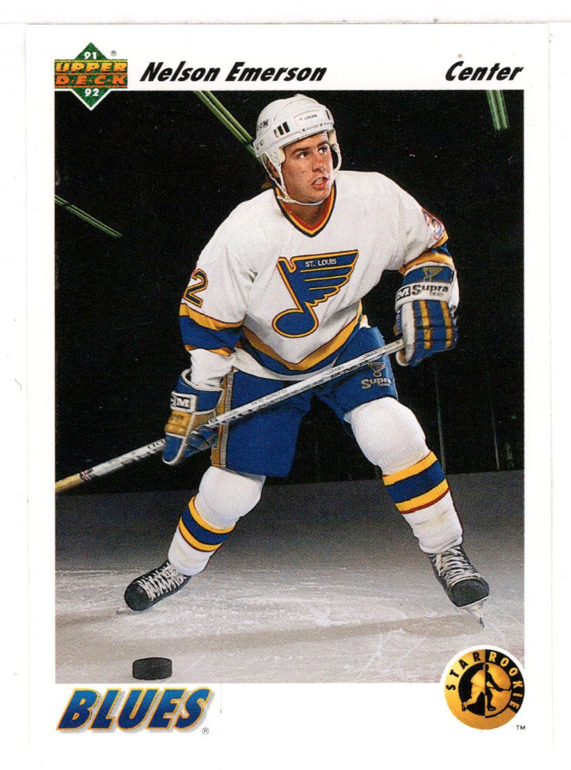 Nelson Emerson - St. Louis Blues - Star Rookie (NHL Hockey Card) 1991-92 Upper Deck # 445 Mint
