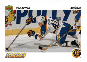 Ken Sutton RC - Buffalo Sabres - Star Rookie (NHL Hockey Card) 1991-92 Upper Deck # 458 Mint