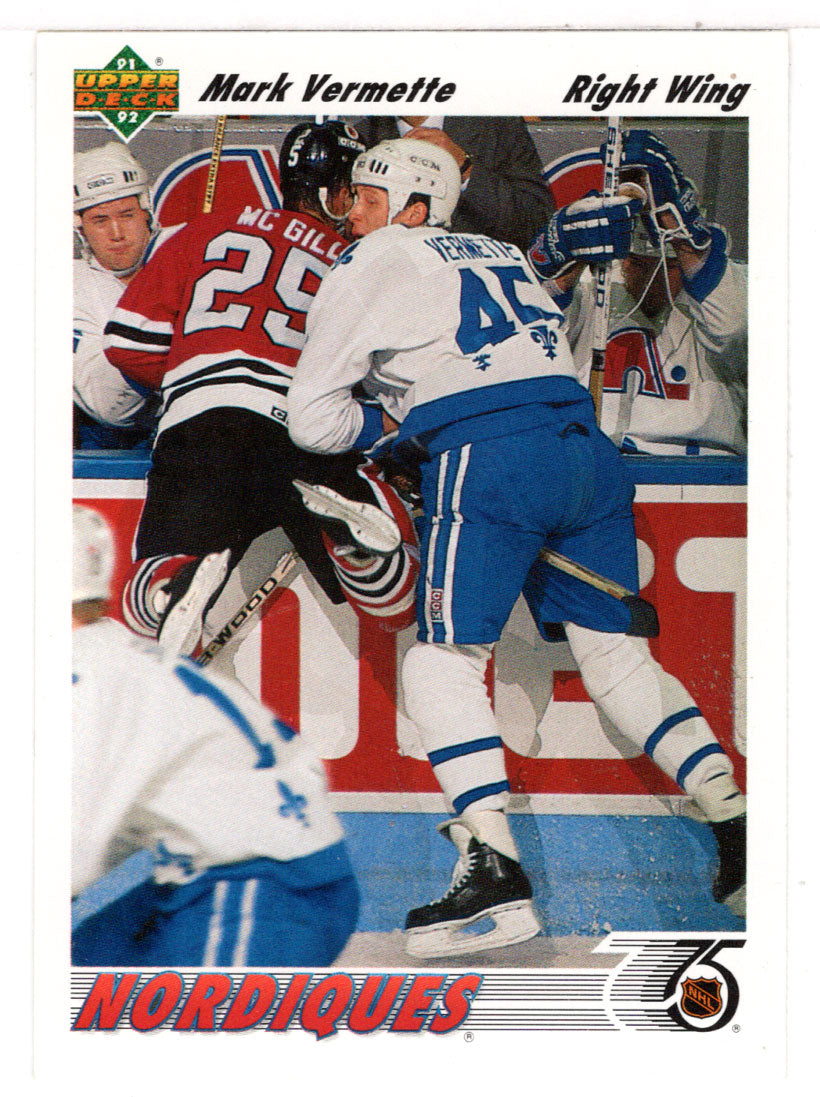 Mark Vermette - Quebec Nordiques (NHL Hockey Card) 1991-92 Upper Deck # 470 Mint