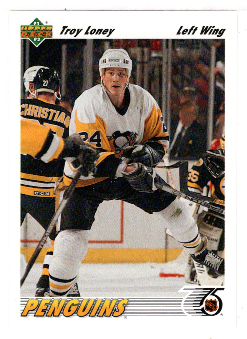 Troy Loney - Pittsburgh Penguins (NHL Hockey Card) 1991-92 Upper Deck # 489 Mint