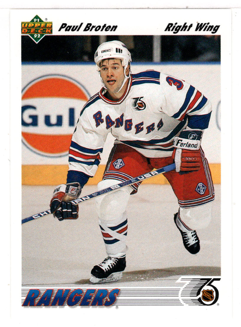 Paul Broten - New York Rangers (NHL Hockey Card) 1991-92 Upper Deck # 550 Mint