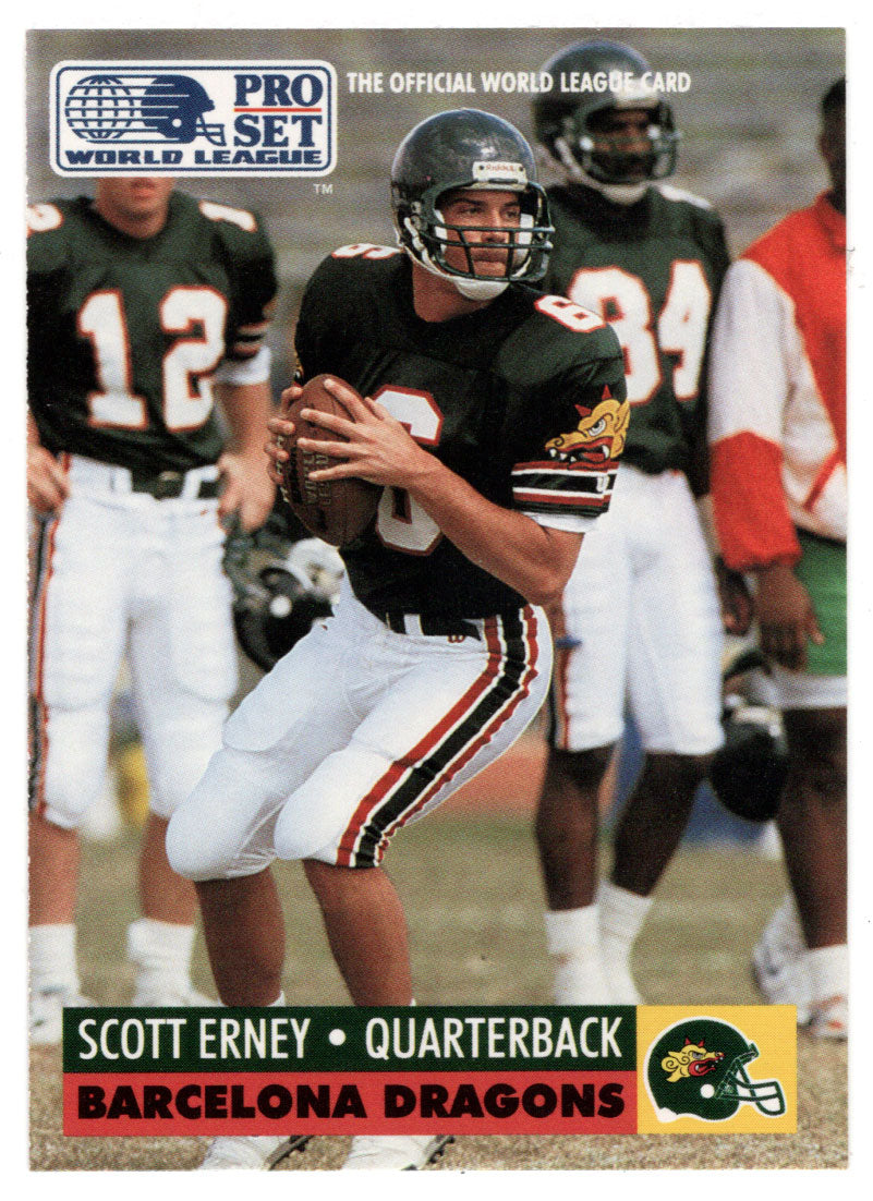 Scott Erney - Barcelona Dragons - Inserts (WLAF Football Card) 1991 Pro Set WLAF 150 World League # 4 Mint