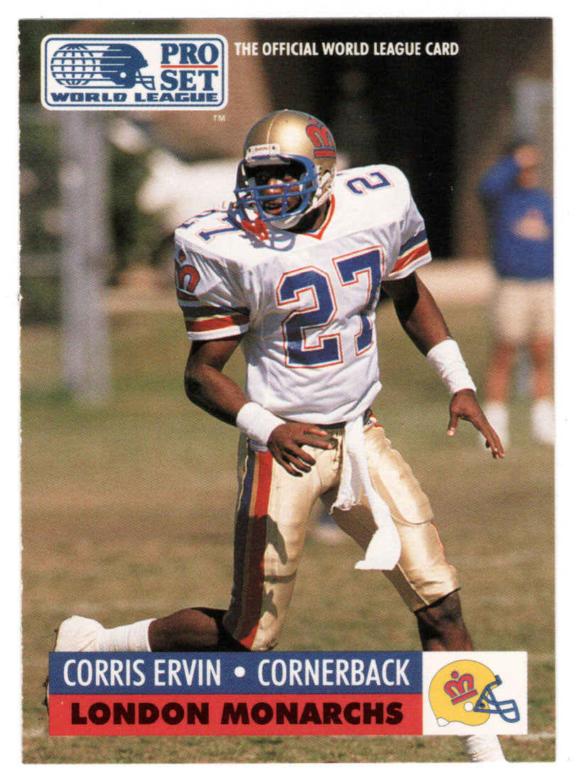 Corris Ervin - London Monarchs - Inserts (WLAF Football Card) 1991 Pro Set WLAF 150 World League # 13 Mint