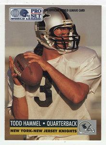 Todd Hammel - New York - New Jersey Knights - Inserts (WLAF Football Card) 1991 Pro Set WLAF 150 World League # 19 Mint