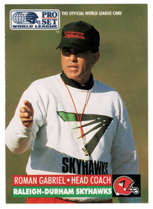 Roman Gabriel - Raleigh-Durham Skyhawks - Inserts (WLAF Football Card) 1991 Pro Set WLAF 150 World League # 24 Mint