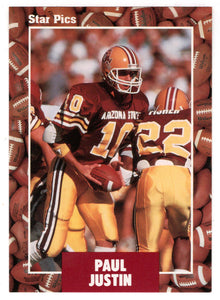 Paul Justin (NFL - NCAA Football Card) 1991 Star Pics # 7 Mint