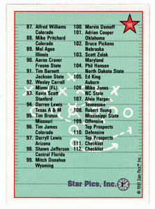 Checklist # 2 ( # 58 - # 112) (NFL - NCAA Football Card) 1991 Star Pics # 112 Mint