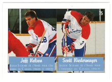 Load image into Gallery viewer, Philippe Boucher - Jeff Nelson - Scott Niedermayer (NHL Hockey Card) 1991 Ultimate Draft Picks French Edition # 75 Mint
