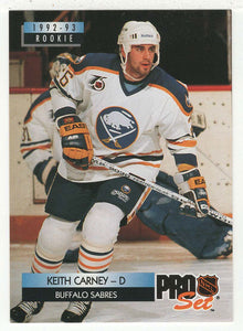 Keith Carney RC - Buffalo Sabres (NHL Hockey Card) 1992-93 Pro Set # 223 Mint