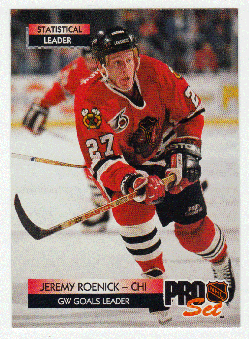 Jeremy Roenick - Chicago Blackhawks - Statistical Leader (NHL Hockey Card) 1992-93 Pro Set # 252 Mint