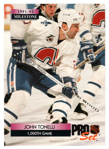 John Tonelli - Quebec Nordiques - Milestone (NHL Hockey Card) 1992-93 Pro Set # 263 Mint