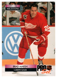 Brad Marsh - Detroit Red Wings - Milestone (NHL Hockey Card) 1992-93 Pro Set # 264 Mint