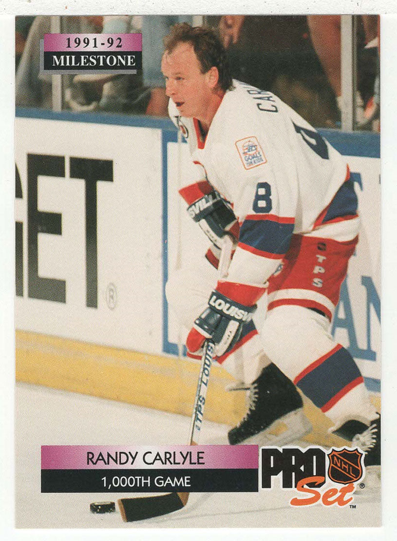 Randy Carlyle - Winnipeg Jets - Milestone (NHL Hockey Card) 1992-93 Pro Set # 265 Mint