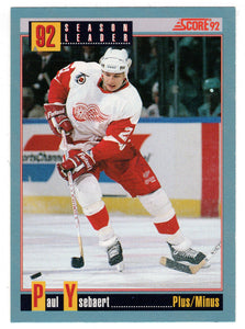 Paul Ysebaert - Detroit Red Wings - Season Leader (NHL Hockey Card) 1992-93 Score Canadian # 414 Mint