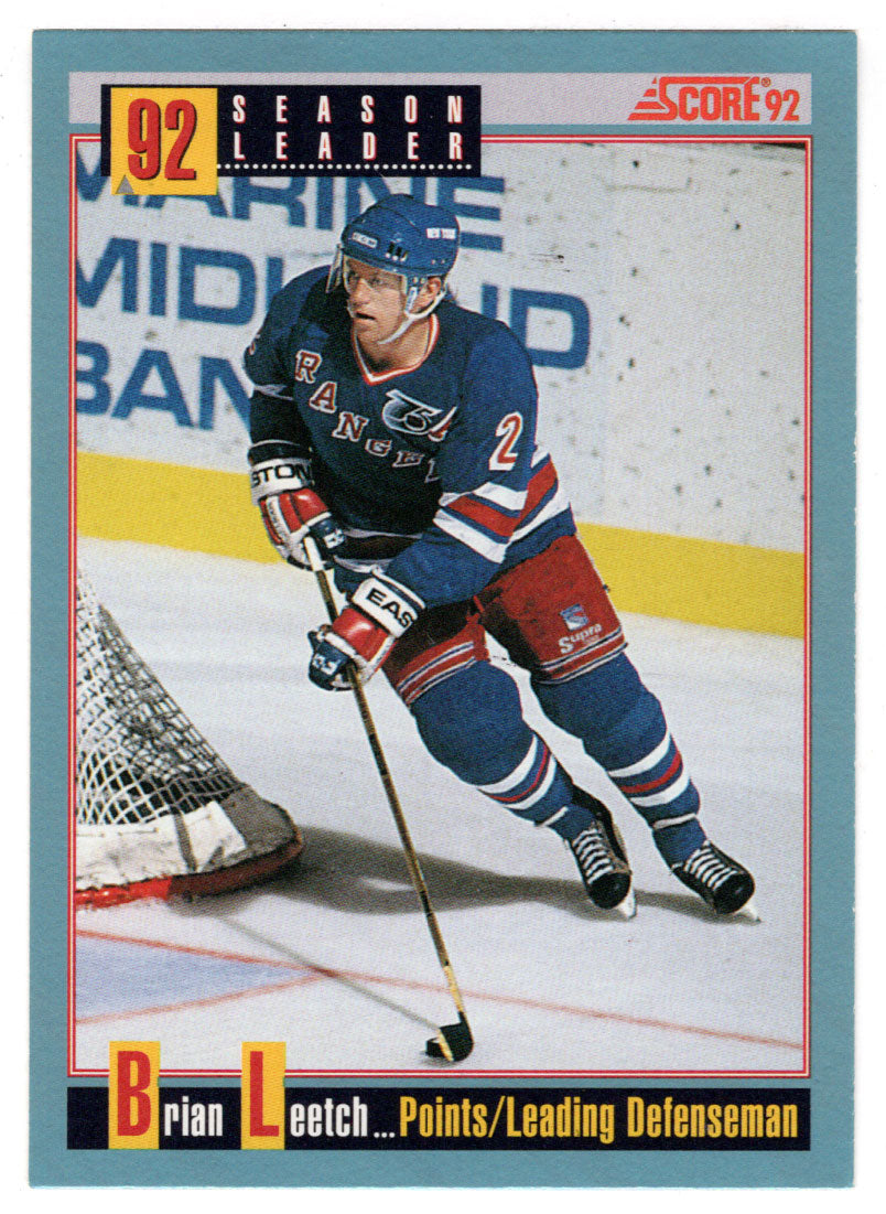 Brian Leetch - New York Rangers - Season Leader (NHL Hockey Card) 1992-93 Score Canadian # 416 Mint