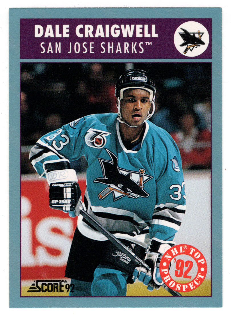 Dale Craigwell - San Jose Sharks - Top Prospects (NHL Hockey Card) 1992-93 Score Canadian # 466 Mint