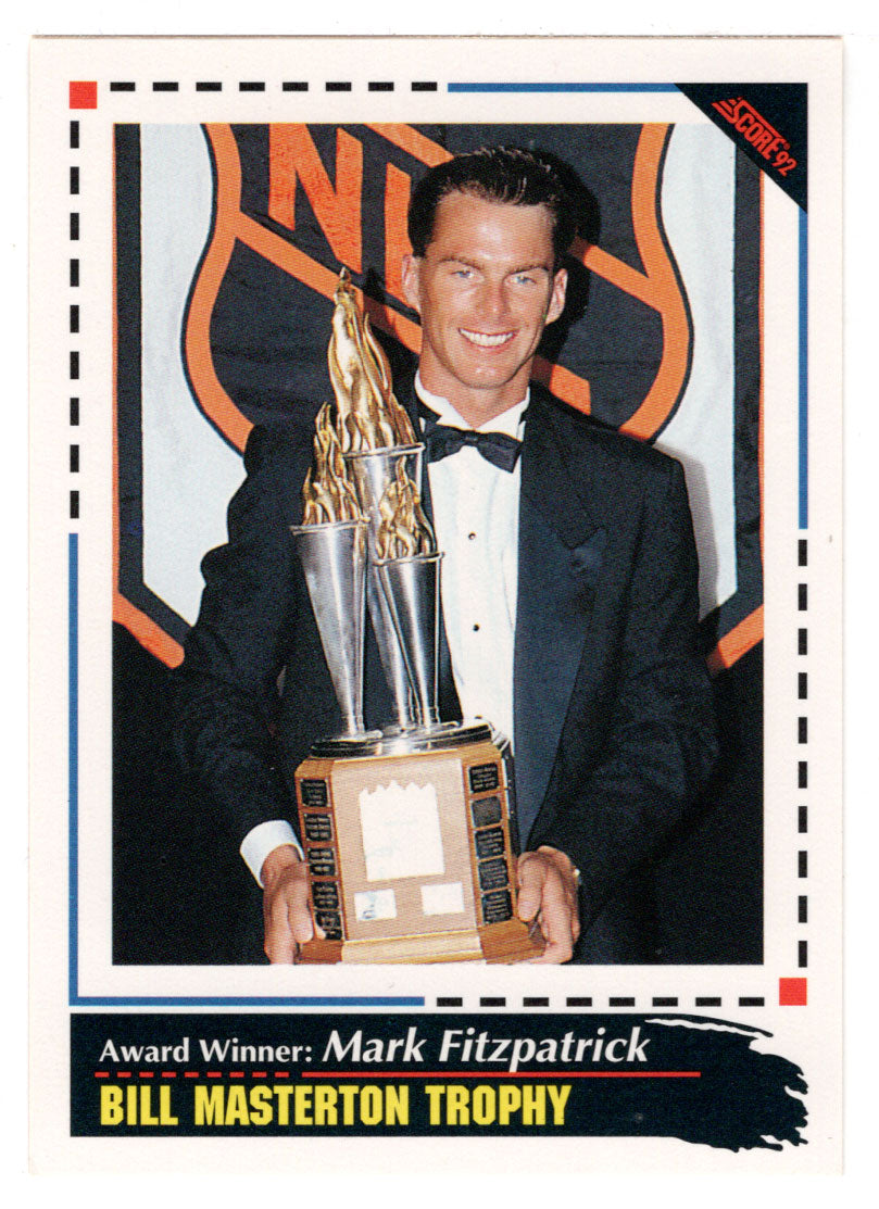 Mark Fitzpatrick - New York Islanders - Bill Masterton Trophy (NHL Hockey Card) 1992-93 Score # 526 Mint