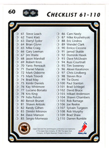 Checklist # 1 (NHL Hockey Card) 1992-93 Upper Deck # 60 Mint