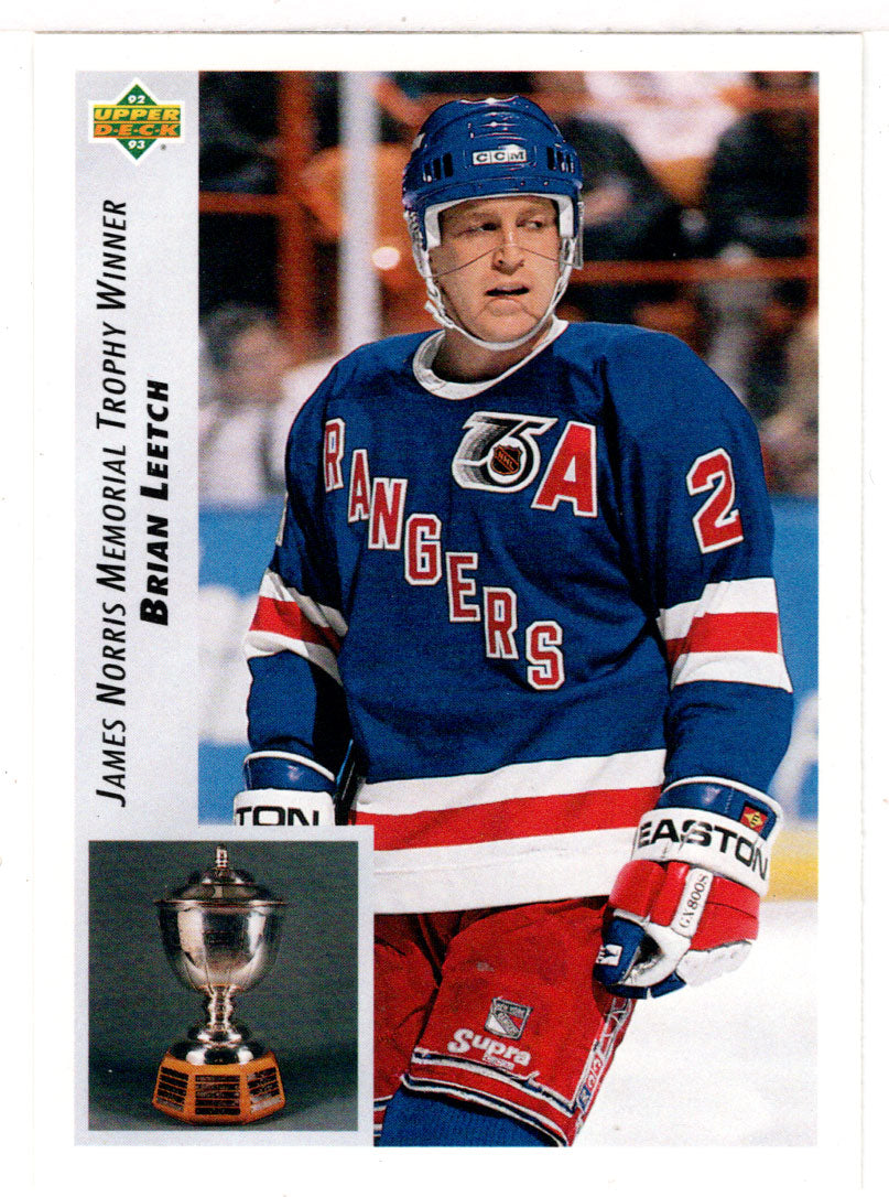 Brian Leetch - New York Rangers - James Norris Trophy (NHL Hockey Card) 1992-93 Upper Deck # 434 Mint