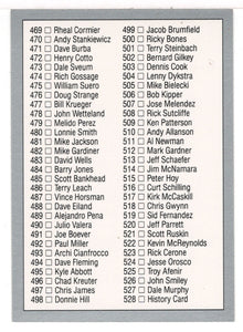 Checklist # 6 (MLB Baseball Card) 1992 Leaf # 463 Mint