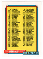 Checklist # 1 (MLB Baseball Card) 1992 O-Pee-Chee # 131 Mint