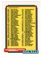 Checklist # 2 (MLB Baseball Card) 1992 O-Pee-Chee # 264 Mint