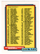 Checklist # 4 (MLB Baseball Card) 1992 O-Pee-Chee # 527 Mint