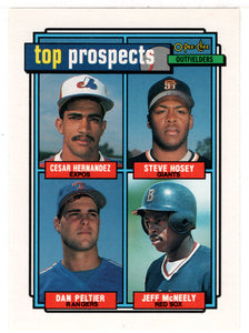 Cesar Hernandez - Steve Hosey - Dan Peltier - Jeff McNeely - Top Prospects (MLB Baseball Card) 1992 O-Pee-Chee # 618 Mint