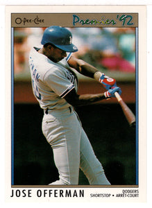 Jose Offerman - Los Angeles Dodgers (MLB Baseball Card) 1992 O-Pee-Chee Premier # 123 Mint