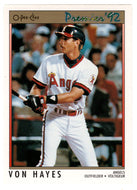 Von Hayes - California Angels (MLB Baseball Card) 1992 O-Pee-Chee Premier # 127 Mint
