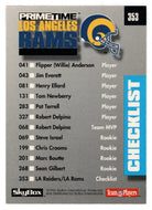 Los Angeles Raiders - Los Angeles Rams - Checklist (NFL Football Card) 1992 Skybox Prime Time # 353 Mint