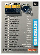 Load image into Gallery viewer, Pittsburgh Steelers - San Diego Chargers - Checklist (NFL Football Card) 1992 Skybox Prime Time # 358 Mint
