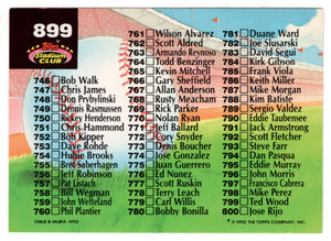 Checklist # 8 (# 701 - # 800) (MLB Baseball Card) 1992 Topps Stadium Club # 899 Mint