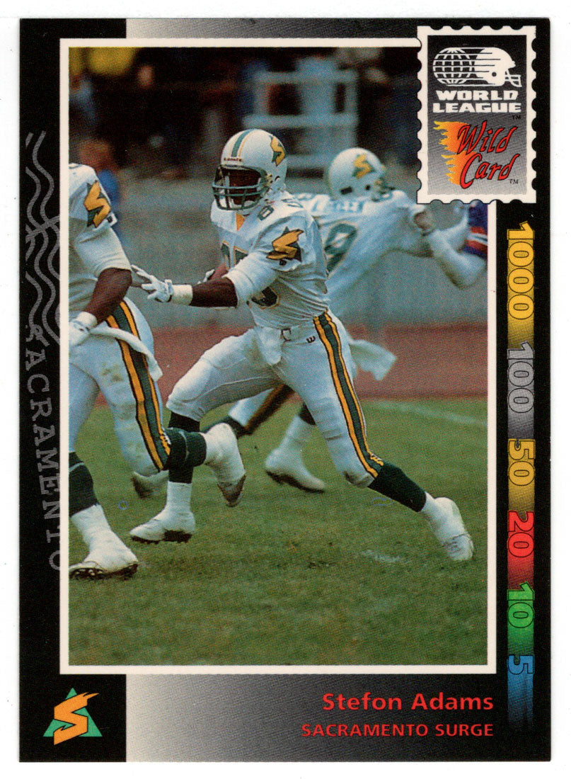 Stefon Adams - Sacramento Surge (WLAF Football Card) 1992 Wild Card WLAF World League # 45 Mint
