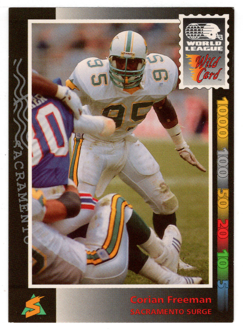 Corian Freeman - Sacramento Surge (WLAF Football Card) 1992 Wild Card WLAF World League # 51 Mint