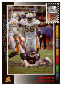 Basil Proctor - Sacramento Surge (WLAF Football Card) 1992 Wild Card WLAF World League # 54 Mint