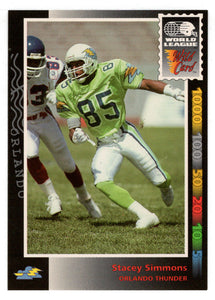 Stacey Simmons - Orlando Thunder (WLAF Football Card) 1992 Wild Card WLAF World League # 65 Mint