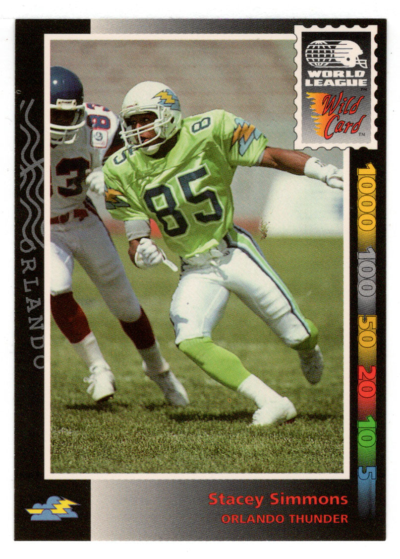 Stacey Simmons - Orlando Thunder (WLAF Football Card) 1992 Wild Card WLAF World League # 65 Mint