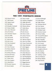 Checklist E (NFL Football Card) 1992 Pro Line Portraits # E Mint