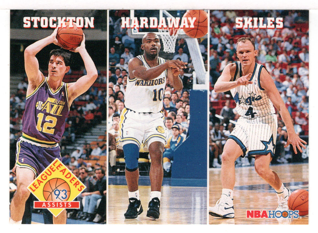 John Stockton - Tim Hardaway - Scott Skiles - League Leaders (NBA Basketball Card) 1993-94 Hoops # 286 Mint