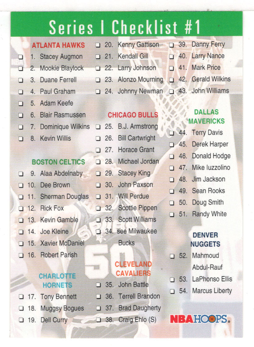 Checklist # 1 (NBA Basketball Card) 1993-94 Hoops # 298 Mint