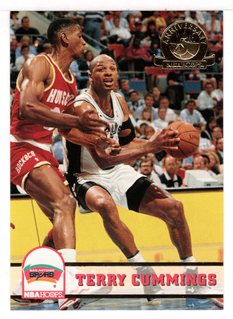 Terry Cummings - San Antonio Spurs - Fifth Anniversary Gold (NBA Basketball Card) 1993-94 Hoops # 197 Mint